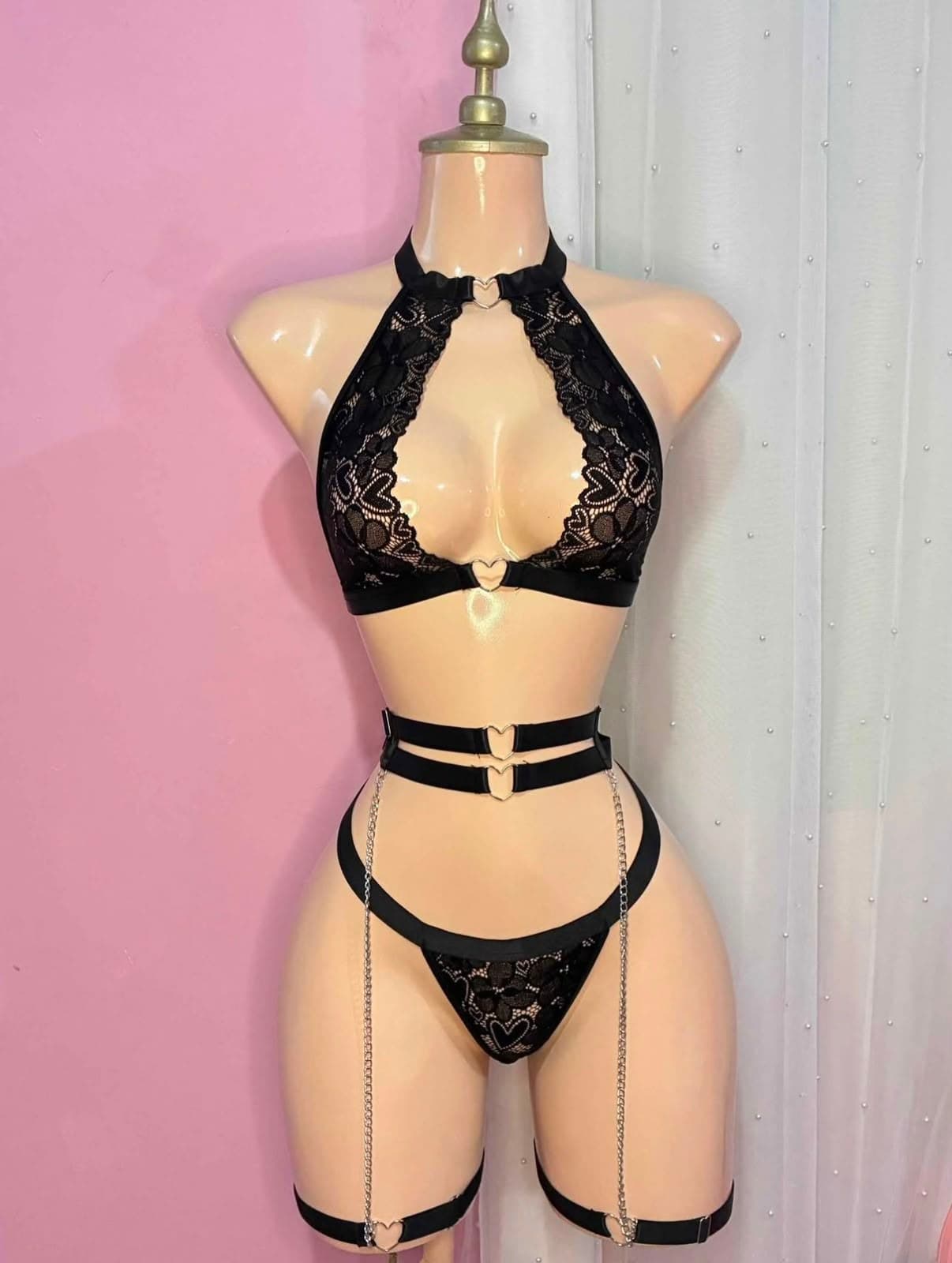 Conjunto Corazones Negro